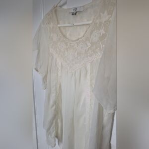 Forever 21 Cream Lace Boho Blouse | Romantic Cottagecore | Size S